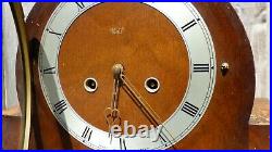 Vintage Smiths Walnut Westminster Mantle Mantel Wind Up Chime Clock Original Key