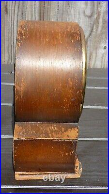 Vintage Smiths Walnut Westminster Mantle Mantel Wind Up Chime Clock Original Key