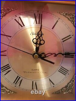 Vintage Sunbeam Westminster Chime Wooden Mantle Clock 13.5 H