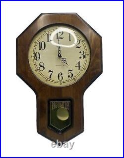 Vintage Verichron 23.5x15.5x3 Schoolhouse Regulator Clock Westminster Chime