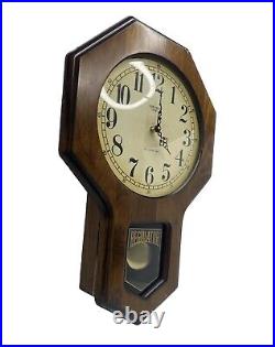 Vintage Verichron 23.5x15.5x3 Schoolhouse Regulator Clock Westminster Chime