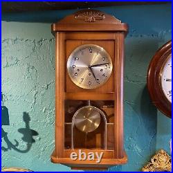 Vintage Wall Clock Fully Working Westminster Chime Wood German Art Deco Style