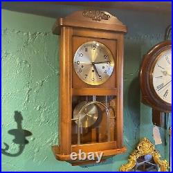 Vintage Wall Clock Fully Working Westminster Chime Wood German Art Deco Style