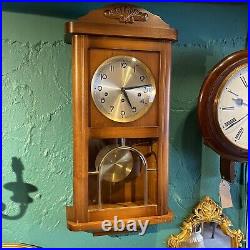 Vintage Wall Clock Fully Working Westminster Chime Wood German Art Deco Style