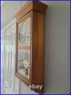 Vintage Waltham Regulator 31 Day Floral Chime Wall Clock Solid Oak with Key