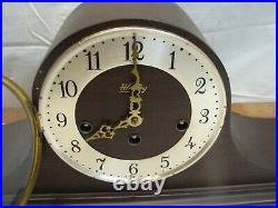 Vintage Welby Tambour Camel Back Shelf Hour Westminster Chime Clock Germany