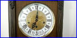Vintage Western Germany Pendulum Key Wound Wood Clock Chimes Striking Wall Clock