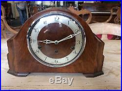 Vintage Westminster Chime Mantle Clock & Key Good Working Order