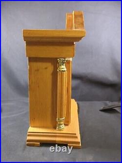 Vintage Westminster Chime Mantle Clock Oak Cabinet Daniel Dakota Gold Accents