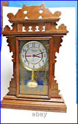 Vintage Wood Cat Mantel Clock Strausbourg Manor Quartz Westminster Chime