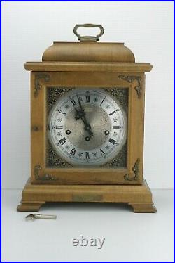 Vintage Wooden Case Hamilton Wheatland Westminster Chime Carriage Mantel Clock