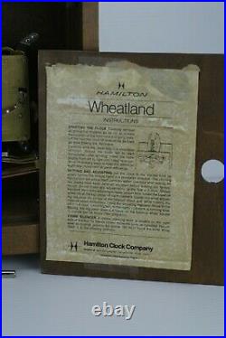 Vintage Wooden Case Hamilton Wheatland Westminster Chime Carriage Mantel Clock