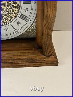 Vintage Wooden Oak Handmade Mantle Clock Chimes Every Hour And Quarter Works