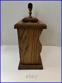 Vintage Wooden Oak Handmade Mantle Clock Chimes Every Hour And Quarter Works