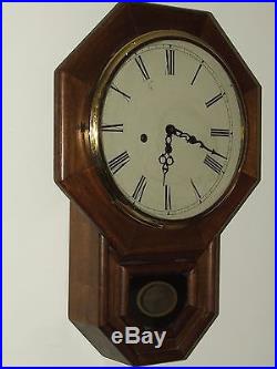 Vintage Working German Octagon Drop Westminster Chime School Oak Regulator Clock