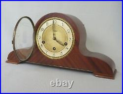 Vintage Working Junghans Tambour Mantel Clock Westminster Chimes Mahogany Case