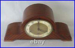 Vintage Working Junghans Tambour Mantel Clock Westminster Chimes Mahogany Case