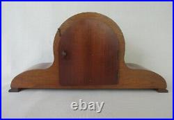 Vintage Working Junghans Tambour Mantel Clock Westminster Chimes Mahogany Case