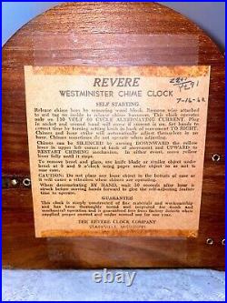 Vintage Working Revere Westminster Chime, Telechron motored, model R-913