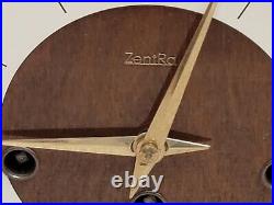 Vintage Zentra Mantel Clock FHS Walnut Art Deco Rare Face (Working) 3 chime