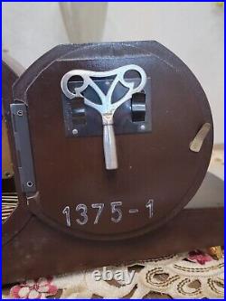 Vintage Zentra Mantel Clock FHS Walnut Art Deco Rare Face (Working) 3 chime