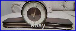 Vintage Zentra Mantel Clock FHS Walnut Art Deco Rare Face (Working) 3 chime