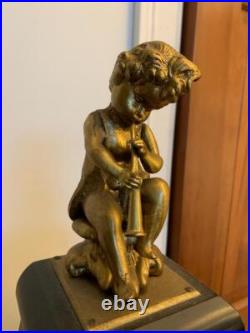 Vintage mantel clock by Franz Hermle Italian inlaid case Cherubs Chimes 30 high