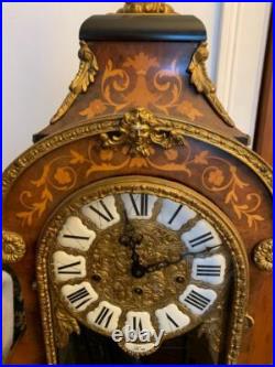 Vintage mantel clock by Franz Hermle Italian inlaid case Cherubs Chimes 30 high
