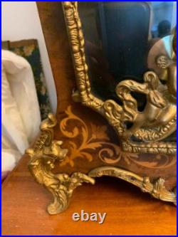 Vintage mantel clock by Franz Hermle Italian inlaid case Cherubs Chimes 30 high