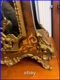 Vintage mantel clock by Franz Hermle Italian inlaid case Cherubs Chimes 30 high