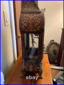 Vintage mantel clock by Franz Hermle Italian inlaid case Cherubs Chimes 30 high