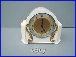 Vintage painted cream Garrard Westminster chime mantel clock working M23