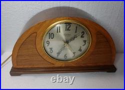 Vntg Art Deco Clock 1935 Telechron Westminster Chime Elec Mahogany Case Revere