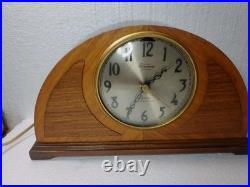 Vntg Art Deco Clock 1935 Telechron Westminster Chime Elec Mahogany Case Revere