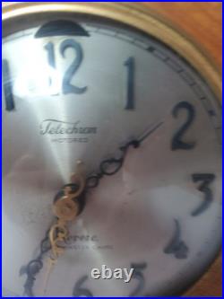Vntg Art Deco Clock 1935 Telechron Westminster Chime Elec Mahogany Case Revere