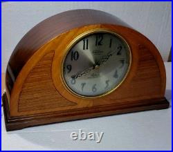 Vntg Art Deco Clock 1935 Telechron Westminster Chime Elec Mahogany Case Revere