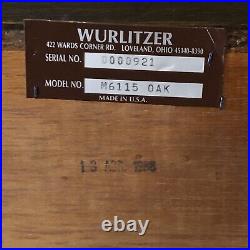 Vtg. 1988 Wurlitzer Keyed Westminster Chimes Oak Cased Mantel ClockRARE. Parts