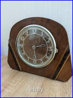 Vtg Art Deco Fattorini & Sons Westminster Chime Mantel Clock British Made 1930s