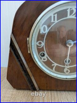 Vtg Art Deco Fattorini & Sons Westminster Chime Mantel Clock British Made 1930s