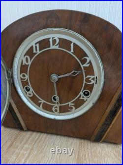 Vtg Art Deco Fattorini & Sons Westminster Chime Mantel Clock British Made 1930s