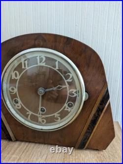 Vtg Art Deco Fattorini & Sons Westminster Chime Mantel Clock British Made 1930s