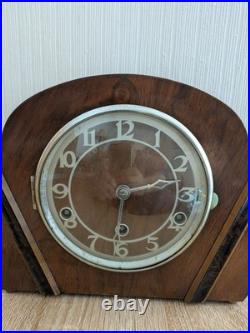 Vtg Art Deco Fattorini & Sons Westminster Chime Mantel Clock British Made 1930s