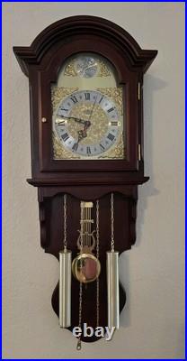 Vtg D&A Chiming Wall Clock Pendulum Hanging Faux Weights Battery Operated Chimes