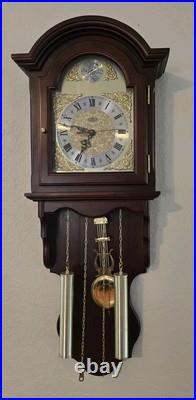 Vtg D&A Chiming Wall Clock Pendulum Hanging Faux Weights Battery Operated Chimes