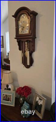 Vtg D&A Chiming Wall Clock Pendulum Hanging Faux Weights Battery Operated Chimes
