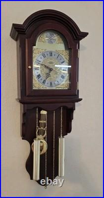Vtg D&A Chiming Wall Clock Pendulum Hanging Faux Weights Battery Operated Chimes
