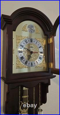 Vtg D&A Chiming Wall Clock Pendulum Hanging Faux Weights Battery Operated Chimes
