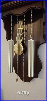 Vtg D&A Chiming Wall Clock Pendulum Hanging Faux Weights Battery Operated Chimes