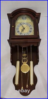 Vtg D&A Chiming Wall Clock Pendulum Hanging Faux Weights Battery Operated Chimes