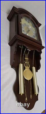 Vtg D&A Chiming Wall Clock Pendulum Hanging Faux Weights Battery Operated Chimes